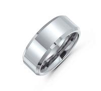 Bling Jewelry Baguede Mariage En Titane Pour Femmes Pour Hommes Biseautées Argent Conforme 8Mm