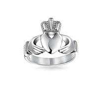Bling Jewelry Bff Celtique Irlandais Amitié Couples Promesse Claddagh Bague Pour Hommes Pour Femmes Ton Argent En Acier Inoxydable