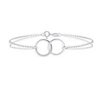 Bling Jewelry Bff Double Chaîne Love Two Interlocking Eternity Ring Eternal Circle Bracelet De Cheville Pour Femmes Ados .925 Argent Sterling Ajustable -10 Inch