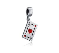 Bling Jewelry Bonne Chance As De Cœur Joueur De Poker Cartes Casino Pendentif Perle Argent Sterling Convient Au Bracelet Européen