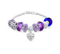Bling Jewelry Bracelet À Breloques Sur Le Thème De La Famille Amour Violet Pour Grand-Mère - Chaîne Serpent Européenne En Argent Sterling .925, 7,5 Pouces