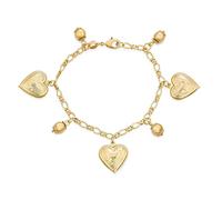 Bling Jewelry Bracelet De Charme À Plusieurs Cœurs en Laiton Plaqué Or 18 Carats pour Femmes Et Adolescentes De 7,5 Pouces