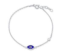 Bling Jewelry Bracelet De Charme Turc Minimaliste Avec Œil Maléfique Pour Adolescentes Et Femmes Accentué De Zircons Cubiques Cz En Argent Sterling .925 Avec Rallonge
