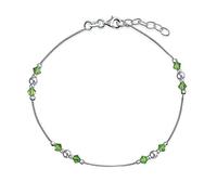 Bling Jewelry Bracelet de cheville en perles de cristal vert citron pour femmes et adolescentes en argent sterling .925 réglable de 9 à 10 pouces