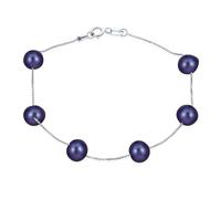 Bling Jewelry Bracelet De Perles De Culture D'Eau Douce Noires Pour Femme Modèle De Chaîne De Perles Bridal Tin Cup Pour Mariage En Argent Sterling .925 De 7 Pouces