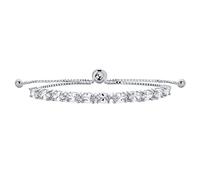 Bling Jewelry Bracelet De Tennis Bolo Élégant Avec Une Coupe Ovale En Zircone Cubique Aaa De 3 Carats Pour Femmes Et Adolescentes En Argent Sterling .925 - Réglable Avec Un Coulissant