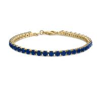 Bling Jewelry Bracelet De Tennis En Saphir Bleu Cabochon Simulé En Zircone Cubique Ronde Solitaire 12CTW Classiqueserti De Griffesplaqué Or 14 Caratspour Femme 7,5 Pouces