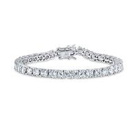 Bling Jewelry Bracelet de tennis solitaire rond en zircon cubique AAA 20 CT pour femmes, mariage, en argent sterling .925 rhodié, 8 pouces.