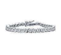 Bling Jewelry Bracelet de tennis traditionnel pour mariée 20 CT AAA CZ solitaire rond tourbillon S vague maillon pour femmes mariage plaqué argent rhodium 7,7,5 pouces