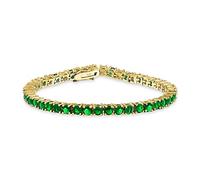 Bling Jewelry Bracelet De Tennis Vert Émeraude Simulé Aaa CZ Pour Femmes14K Plaqué Or 7,5 Pouces