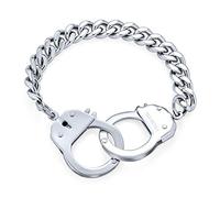 Bling Jewelry Bracelet Déclaration Menottes Pour Couples En Bijoux De Motard En Acier Inoxydable Ton Argent Chaîne Cubaine Gourmette Pour Homme De 8 Pouces