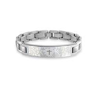 Bling Jewelry Bracelet D'Identification Personnalisable en Acier Inoxydable Ton Argent pour Homme avec Bracelet De Montre, Étiquette De Nom Personnalisée De 8 Pouces