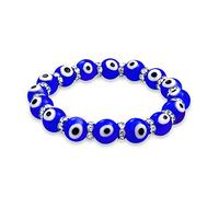 Bling Jewelry Bracelet Élastique En Perles De Verre Bleu Turc Œil Maléfique Pour Femmes Et Adolescentes Avec Intercalaires En Cristal Rondelle Pour Protection Et Bonne Chance