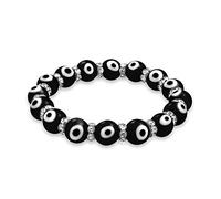 Bling Jewelry Bracelet Élastique En Perles De Verre Œil Turc Noir Blanc Pour Femmes Et Adolescentes Avec Intercalaires En Cristal Rondelle Pour Protection Et Bonne Chance