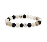 Bling Jewelry Bracelet Élastique En Perles Rondes De Quartz Gris Mat Semi-Précieux 8MM Pour Femmes Hommes Adolescents Unisexe