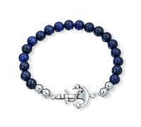 Bling Jewelry Bracelet Empilable De Perles De Lapis Lazuli Bleu Marine Pour Femmes Et Hommes En Acier Inoxydable Argenté