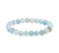 Bling Jewelry Bracelet Extensible Empilable En Perles Rondes De Pierre Précieuse Aigue-Marine Bleu Clair Mat 8MM Pour Femmes Hommes Adolescents Unisexe