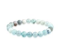 Bling Jewelry Bracelet Extensible Empilable En Perles Rondes De Pierre Précieuse Aigue-Marine Nuances Naturelles Bleu Clair 8MM Pour Femmes Hommes Adolescents Unisexe