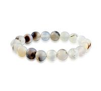 Bling Jewelry Bracelet Extensible Empilable En Perles Rondes De Pierre Précieuse Translucide En Agate Grise De Couleur Naturelle 8MM Pour Femmes Hommes Adolescents Unisexe