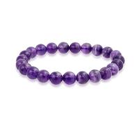 Bling Jewelry Bracelet Extensible En Perles Rondes D'Améthyste Pierre Semi-Précieuse Violette 8MM Pour Femmes Hommes Adolescents Unisexe Simple Brin Empilable
