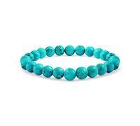 Bling Jewelry Bracelet Extensible En Perles Rondes De Turquoise Stabilisée Semi-Précieuse 8MM Pour Femmes Hommes Adolescents Unisexe À Brin Unique Empilable
