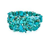 Bling Jewelry Bracelet Extensible Multi-Brins En Turquoise Bleue Stabilisée Pour Femmes