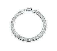 Bling Jewelry Bracelet Pour Femme En Argent Sterling .925, Fabriqué En Italie, Avec Chaîne Flexible Et Solide À Motif Clé Grec Plat Réversible En Chevron