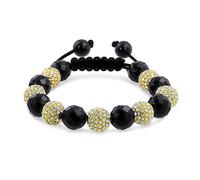 Bling Jewelry Bracelet Shamballa Inspiré Ton Or Noir Avec Cristaux Pavés Pour Femmes Et Hommes Boule En Corde Noire Réglable