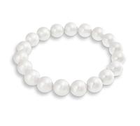 Bling Jewelry Bracelet Simple À Billes Rondes Empilables À Brin Unique Extensible En Perles Blanches Simulées Pour Femmes Et Adolescentes 10MM