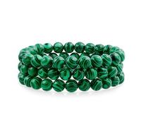 Bling Jewelry Bracelet Stretch Pour Femmes Hommes Ados Unisexe Avec Perles Rondes En Malachite Synthétique Verte De 8Mm