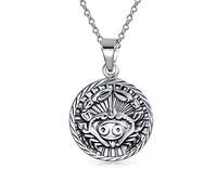 Bling Jewelry Cancer Signe Astrologique Horoscope Pendentif Rond En Médaillon Pour Hommes Et Femmes Collier En Argent Sterling Antique
