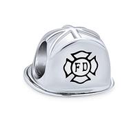 Bling Jewelry Chapeau De Pompier Casque De Pompier Perle De Breloque Pour Femmes Pour Épouse En Argent Sterling 925 Oxydé Pour Bracelet Européen