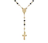 Bling Jewelry Chapelet Religieux En Perles Noires Et Dorées Avec La Vierge Marie Bénie Croix Crucifix Collier Pour Femmes Adolescentes Plaqué Or 18 Carats