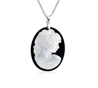 Bling Jewelry Collier À Pendentifs En Forme De Camée Pour Les Femmes Avec Portrait En Noir Et Blanc, De Style Victorien Classique, En Argent Sterling .925