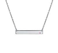 Bling Jewelry Collier Avec Pendentif Gravé En Forme De Barre Latérale Pour Les Femmes Mois De Naissance Rose En Cristal En Argent Sterling
