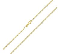 Collier Chaîne À Maillons Figaro En Argent Sterling .925 Avec Placage En Or Jaune Solide Et Fin De 1,2 Mm Pour Hommes Et Femmes 16 Pouces