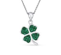 Bling Jewelry Collier De Breloques En Forme De Trèfle En Cristal Vert Étincelant Pour La Saint Patrick Collier De Breloques En Forme De Trèfle Pour Les Femmes Ados En Argent Sterling 925