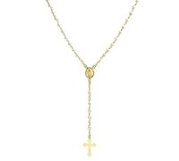 Bling Jewelry Collier De Chapelet En Perles De Rosée Simulées Blanches Avec Médaille D'Ange Gardien Religieux Délicat Et Délicat Ou De La Vierge Marie Pour Femmes Adolescentes Plaqué Or 18 Carats