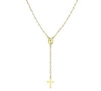 Bling Jewelry Collier De Chapelet En Perles De Rosée Simulées Blanches Avec Médaille D'Ange Gardien Religieux Délicat Et Délicat Ou De La Vierge Marie Pour Femmes Adolescentes Plaqué Or 18 Carats