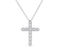 Bling Jewelry Collier De Mariage Simple, Délicat, Élégant Et Minimaliste Avec Pendentif Croix Religieuse En Zirconium Cubique AAA Pour Femmes Ados En Argent Sterling 925