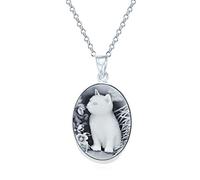 Bling Jewelry Collier De Pendentifs En Onyx Noir Simulée Pour Chaton Assis Collier Pour Femmes Ados En Argent Sterling 925