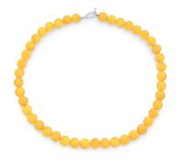 Bling Jewelry Collier de perles rondes 10MM en jade créé jaune orange classique occidental simple lisse pour femmes adolescentes fermoir à bascule plaqué argent 19 pouces.