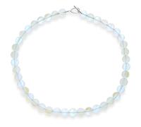 Bling Jewelry Collier de perles rondes 10MM en pierre de lune translucide simple et occidental pour femmes avec fermoir plaqué argent 19 pouces.