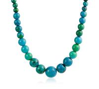 Bling Jewelry Collier De Perles Rondes Graduées Classiques En Turquoise Compressée Vert Bleu Pour Femmes Bijou Occidental Avec Fermoir À Vis Plaqué Argent De 18 Pouces