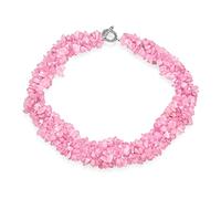 Collier De Pierres Précieuses En Quartz Rose Avec Bavette En Forme De Grappe Sur Plusieurs Brins Pour Femmes Fermoir Bascule En Métal Argenté