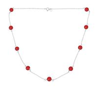 Bling Jewelry Collier Délicat En Argent Sterling .925 Avec Chaîne En Cornaline Rouge Véritable Et Perles Rondes Longueur De 18 Pouces Pour Femmes