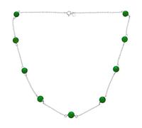 Bling Jewelry Collier Délicat Et Simple En Jade Vert Véritable Avec Chaîne À Perles Rondes Style Tin Cup Pour Femmes En Argent Sterling .925 Longueur De 16 Pouces
