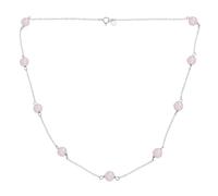 Bling Jewelry Collier Délicat Et Simple En Quartz Rose Véritable Avec Chaîne À Perles Rondes De Style Tin Cup Pour Femmes En Argent Sterling .925 De 18 Pouces