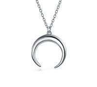 Bling Jewelry Collier Demi-Lune Tendance Céleste Avec Corne Pour Femmes Colliers En Argent Sterling .925 Pour Femmes Collier Croissant De Lune Pendentif À Double Cornes