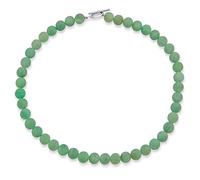 Bling Jewelry Collier en perles rondes de 10 mm en aventurine verte mousse mate classique occidentale simple et lisse pour femmes adolescentes avec fermoir à bascule plaqué argent de 19 pouces.
